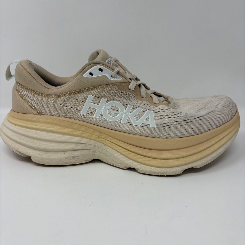Hoka Bondi 8 Women's Size 8 Cream Orange Grey Athletic Running Shoes Sneakers